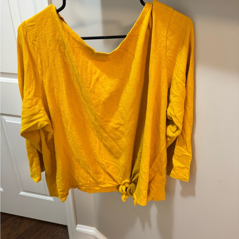 Old Navy Yellow Tie Front Crop Blouse